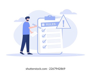 Terms and conditions, privacy policy, legal notice, corporate rules. Modern vector flat illustration