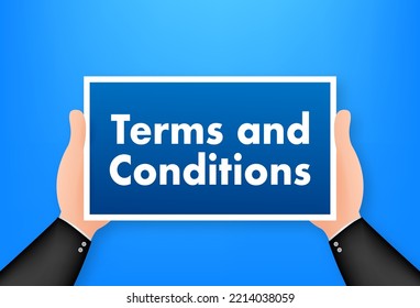 Terms and conditions. Protecting personal data. Document paper, contract. Vector stock illustration.