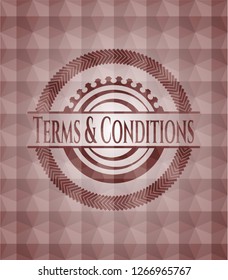 Terms & Conditions red seamless geometric emblem.