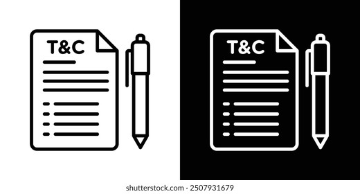 Terms and conditions thin line vector icon set.