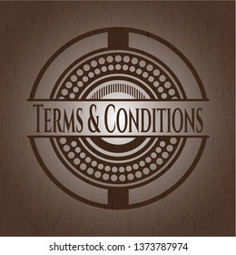 Terms & Conditions vintage wooden emblem