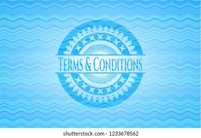 Terms & Conditions water wave representation badge background.