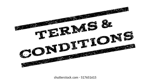 Terms & Conditions watermark stamp. Text tag between parallel lines with grunge design style. Rubber seal stamp with unclean texture. Vector black color ink imprint on a white background.