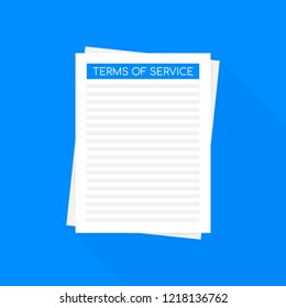 Terms of service. Document icon. Top view. Terms of use, terms and conditions concepts.   Vector stock illustration.