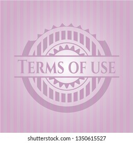 Terms of use badge with pink background