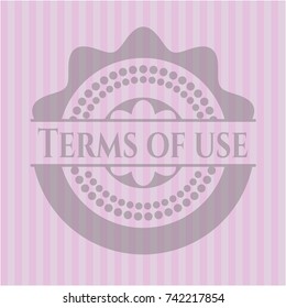 Terms of use badge with pink background