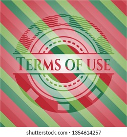 Terms of use christmas emblem background.