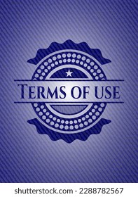 Emblema de términos de uso con fondo jean. Ilustración vectorial. Detallado. 