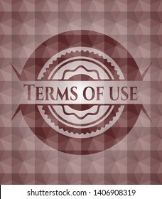 Terms of use red seamless emblem with geometric background.