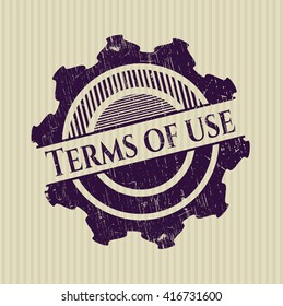 Terms of use with rubber seal texture