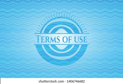 Terms of use sky blue water wave badge background. Vector Illustration. Detailed.