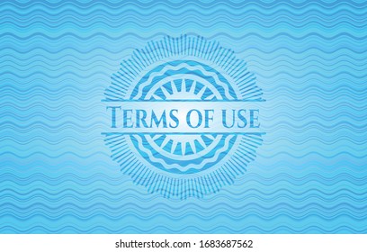 Terms of use sky blue water wave emblem. Vector Illustration. Detailed.