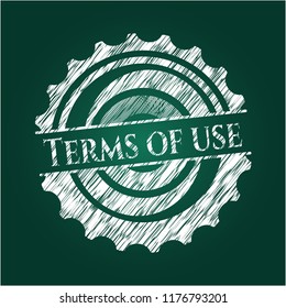 Terms of use written on a chalkboard