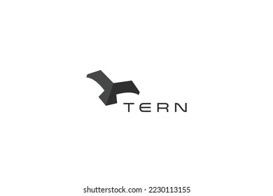 Tern fly silhouette Bird logo design
