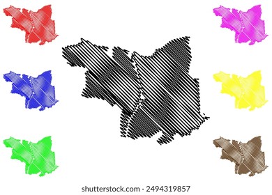 Terneuzen municipality (Kingdom of the Netherlands, Holland, Zeeland or Zealand province) map vector illustration, scribble sketch map