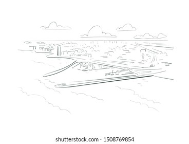 Terneuzen Netherlands Europe vector sketch city illustration line art
