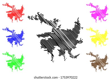 Terni City (Italian Republic, Italy, Umbria) map vector illustration, scribble sketch City of Terni map
