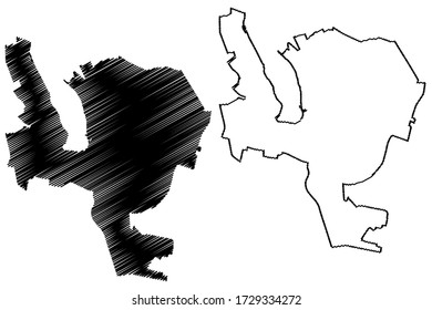 Ternopil City (Ukraine) map vector illustration, scribble sketch City of Tarnopol map