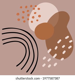 Terra bohemian aesthetic element. Trendy boho abstract hand drawn isolate.Abstract elements terra cotta earthy tones,vector isolated