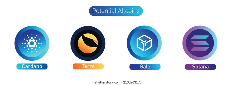 terra, Cardano, Solana, gala, icon set crypto currency, altcoins