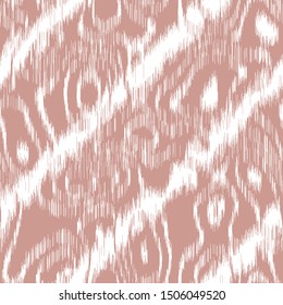 Terra Cotta colored diagonal lines over abstract furry animal print.  Soft, blurry, ikat design.  Seamless repeat vector pattern swatch.