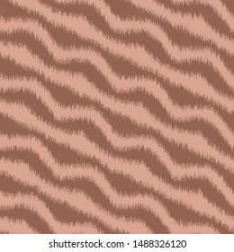 Terra Cotta colored diagonal wavy chevron zig zag lines.  Soft, blurry, ikat design.  Seamless repeat vector pattern swatch.