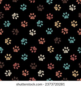 
Terra cotta paw prints seamless pattern