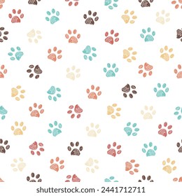 Terra cotta paw prints seamless pattern white