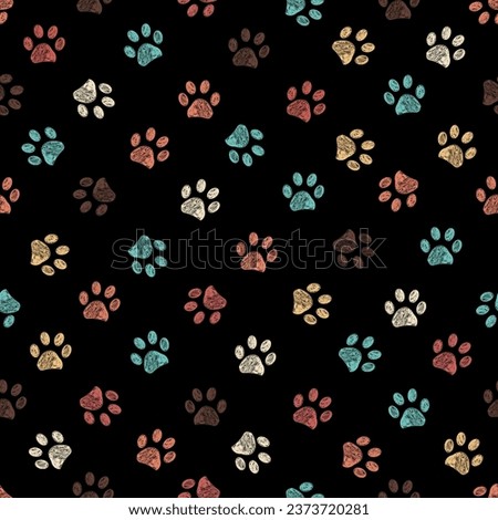 
Terra cotta paw prints seamless pattern