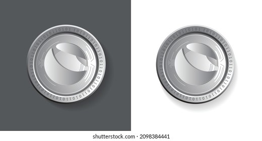 Terra Crypto Currency (LUNA) logo coin vector illustration. Isolated icon set on dark and white background, can be used as sticker, badge, emblem, symbol and graphic token