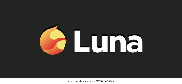 Terra cryptocurrency Luna Coin, Cryptocurrency logo on isolated background with text.