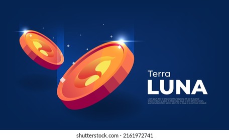 Terra (LUNA) coin banner. LUNA coin cryptocurrency concept banner background.