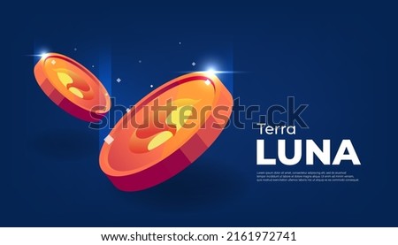 Terra (LUNA) coin banner. LUNA coin cryptocurrency concept banner background.