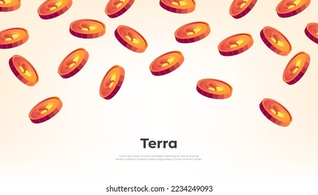 Terra (LUNA) coin falling from the sky. LUNA cryptocurrency concept banner background.