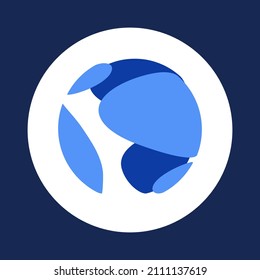 Terra Luna Coin Icon Cryptocurrency Logo vector illustration in blue colour. Best used for T-shirts, mugs, posters, banners, social media designs and trading websites.