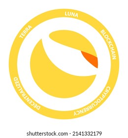 Terra LUNA crypto currency coin vector symbol token template. Block chain concept virtual money template. Stickers and labels isolated in white background. 