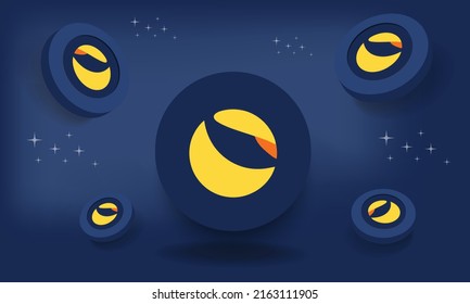 Terra LUNA crypto currency coins vector illustration banner and background