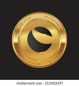 Terra (LUNA) cripto logo de símbolo (token) de moneda en el diseño de la moneda de oro de temática negra. ilustración vectorial para símbolos criptodivisa, iconos, banner, afiche, proyectos financieros.