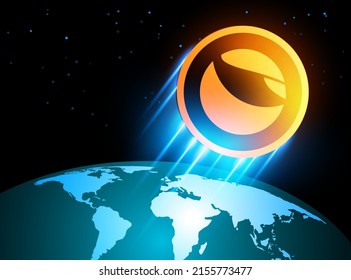 Terra LUNA Cryptocurrency. Bitcoin coin growth chart on the exchange