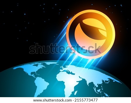 Terra LUNA Cryptocurrency. Bitcoin coin growth chart on the exchange