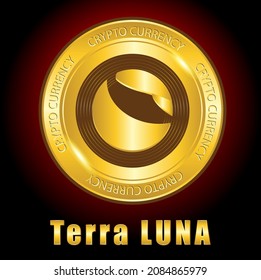 Terra LUNA cryptocurrency token symbol  background. Decentralized finance programs. Vector EPS10.