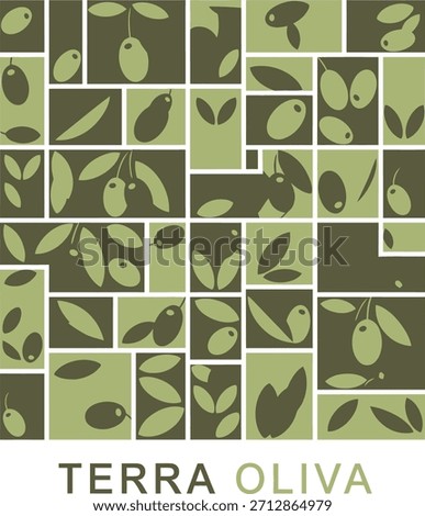 Terra Oliva brand logo featuring abstract olive and leaf mosaic pattern art vector illustration 