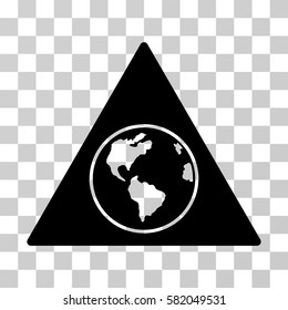 Terra Triangle vector icon. Illustration style is flat iconic black symbol on a transparent background.