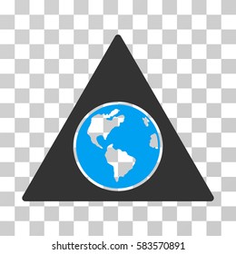 Terra Triangle vector icon. Illustration style is flat iconic bicolor blue and gray symbol on a transparent background.