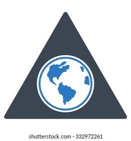 Terra Triangle vector icon. Style is bicolor flat symbol, smooth blue colors, rounded angles, white background.