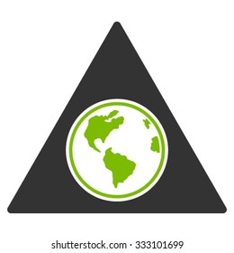 Terra Triangle vector icon. Style is bicolor flat symbol, eco green and gray colors, rounded angles, white background.