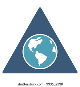 Terra Triangle vector icon. Style is bicolor flat symbol, cyan and blue colors, rounded angles, white background.