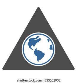 Terra Triangle vector icon. Style is bicolor flat symbol, cobalt and gray colors, rounded angles, white background.