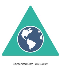 Terra Triangle vector icon. Style is bicolor flat symbol, cobalt and cyan colors, rounded angles, white background.