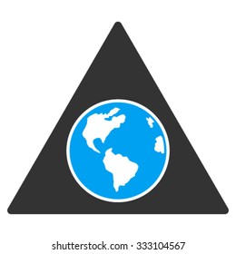 Terra Triangle vector icon. Style is bicolor flat symbol, blue and gray colors, rounded angles, white background.